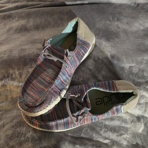 Hey Dude Pink and Blue Flats Slip-On Loafers